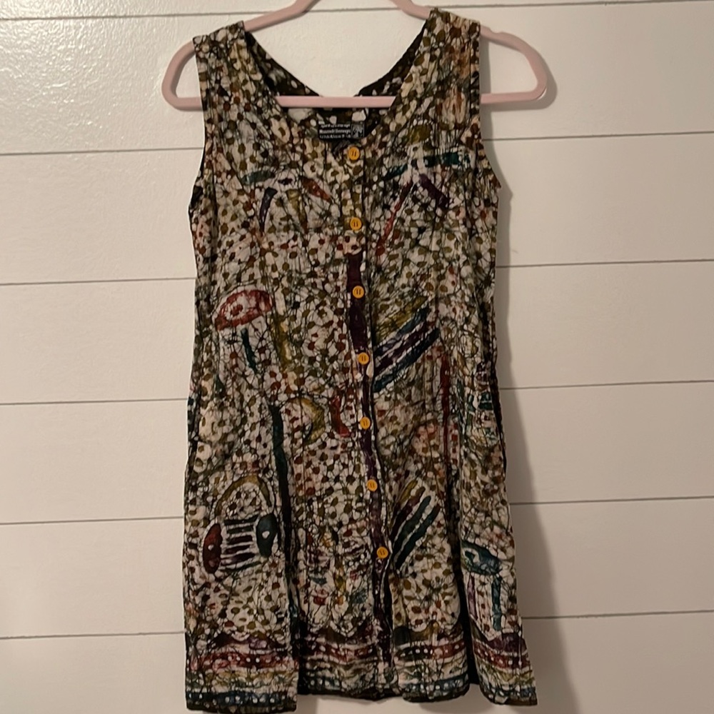 Spirit of Courage Nnamdi Ibenagu Old Style African Batik Sun Dress Sz S